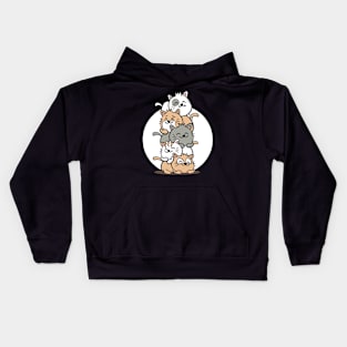 A bunch of cats piled on top of each other Kids Hoodie